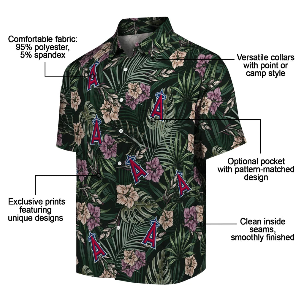 Los Angeles Angels Hawaiian Shirt - Hibiscus Leaves Pattern | Moonbestprint