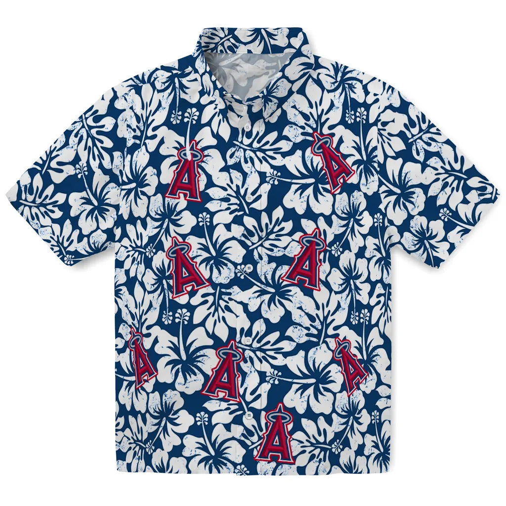 Los Angeles Angels Hawaiian Shirt - Hibiscus Motif | Moonbestprint