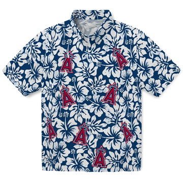 Los Angeles Angels Hawaiian Shirt - Hibiscus Motif | Moonbestprint