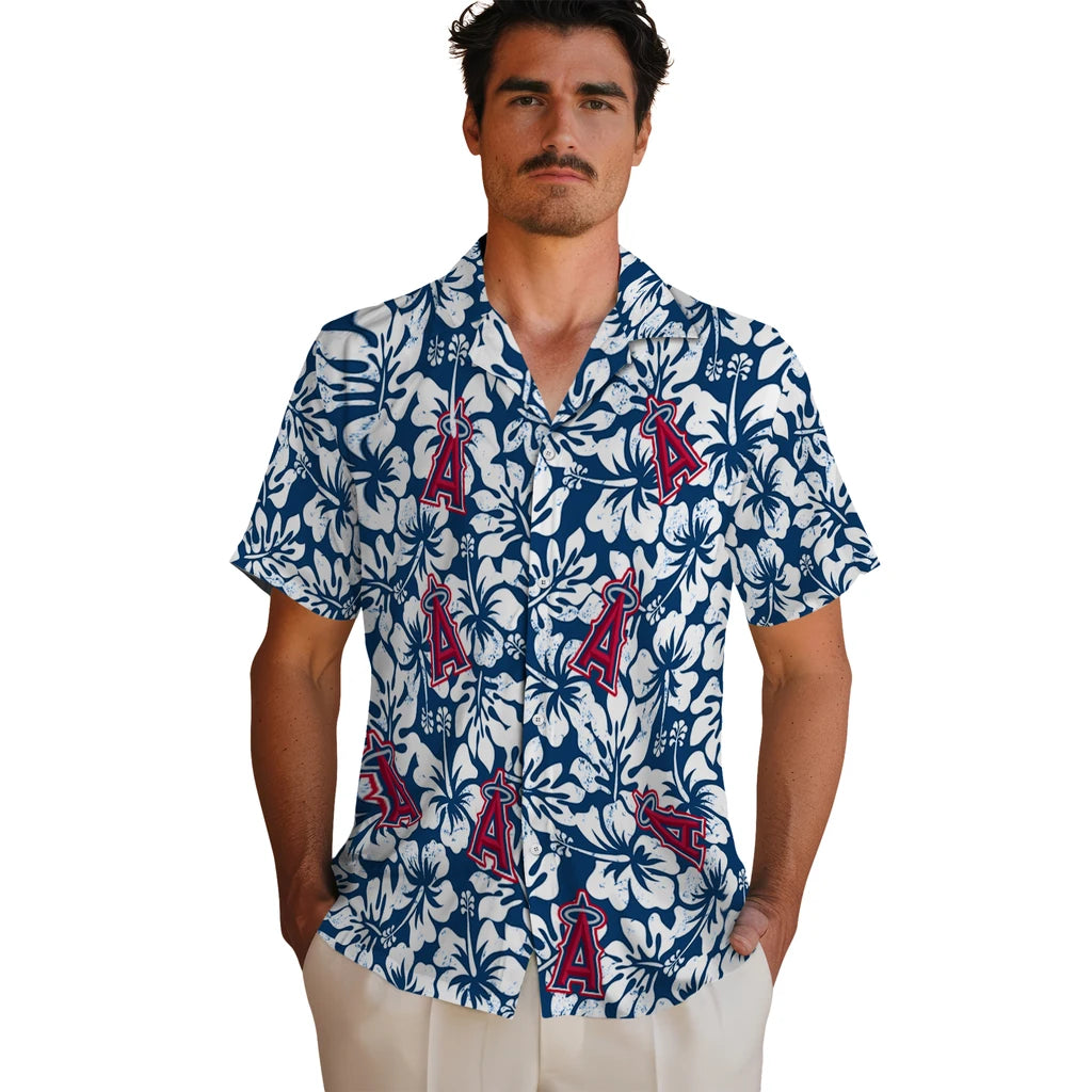 Los Angeles Angels Hawaiian Shirt - Hibiscus Motif | Moonbestprint