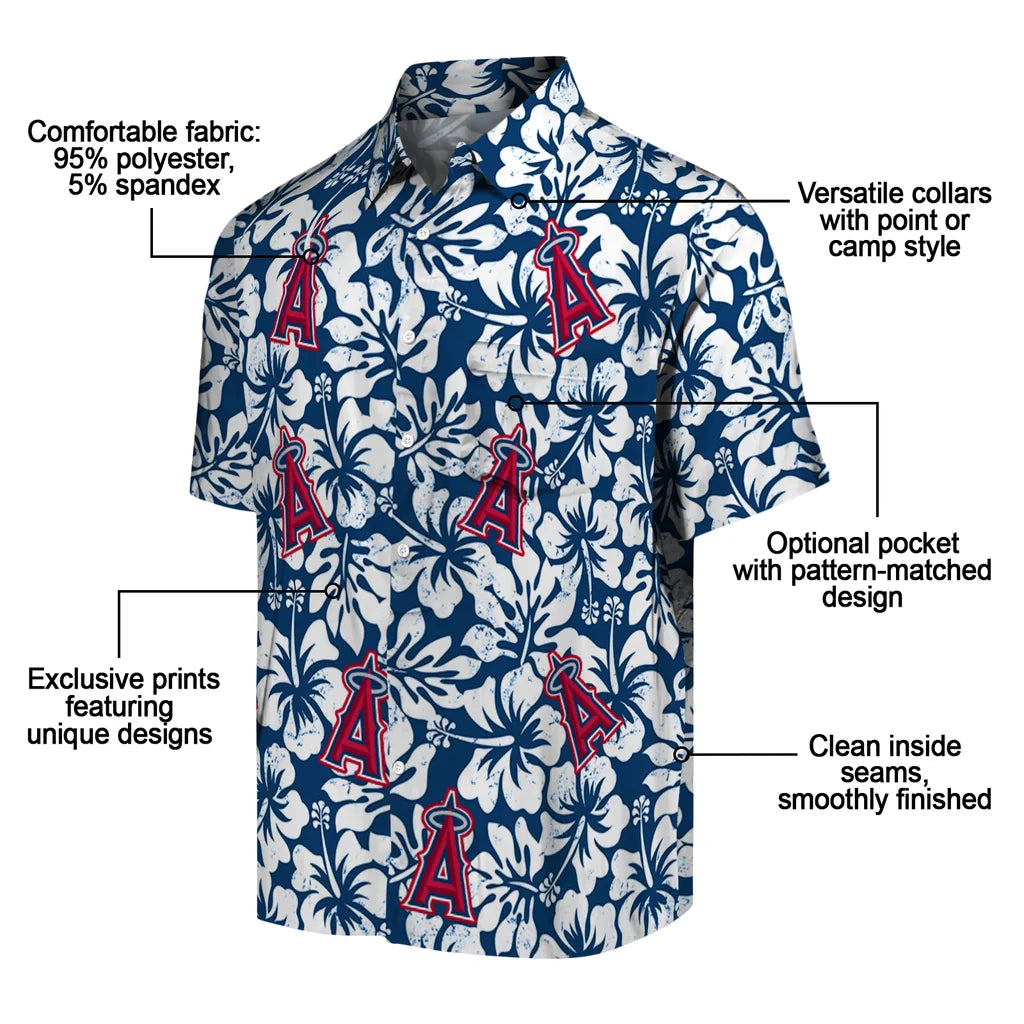 Los Angeles Angels Hawaiian Shirt - Hibiscus Motif | Moonbestprint