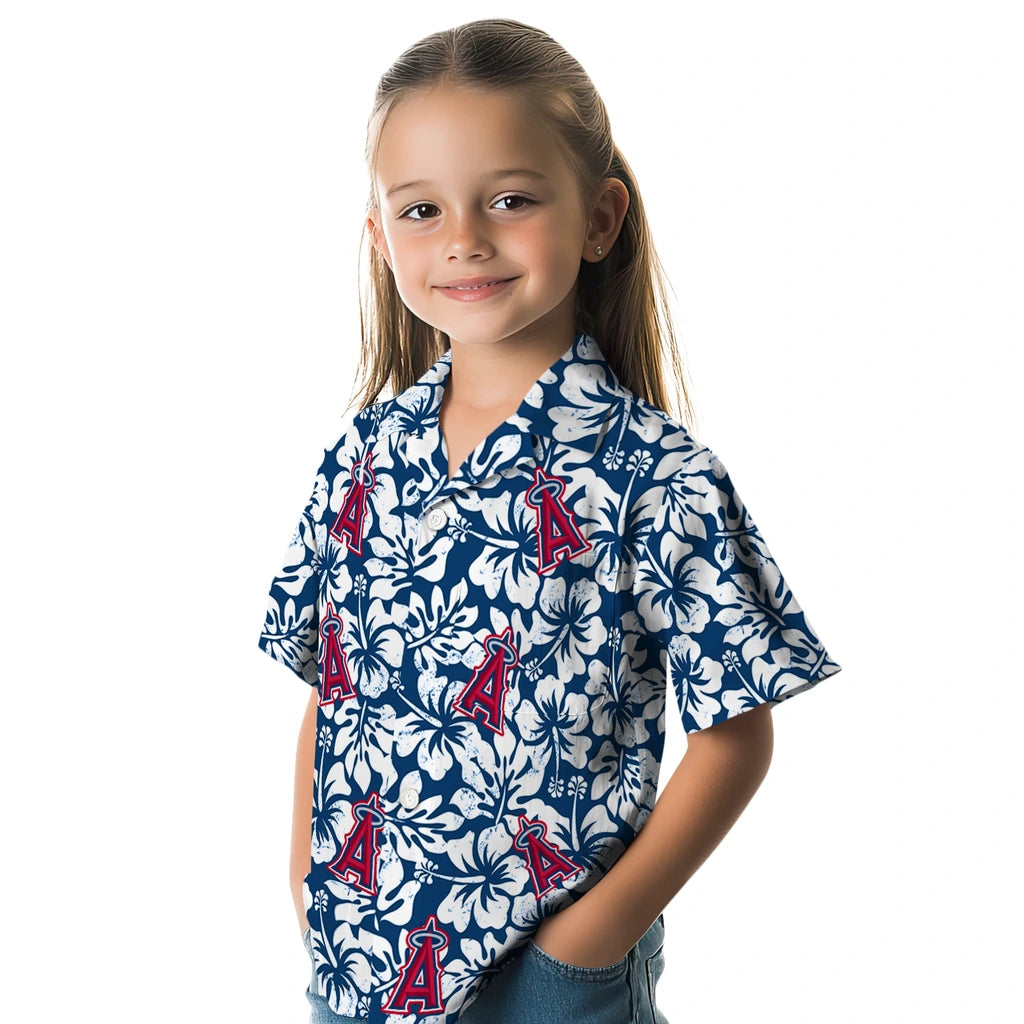 Los Angeles Angels Hawaiian Shirt - Hibiscus Motif | Moonbestprint
