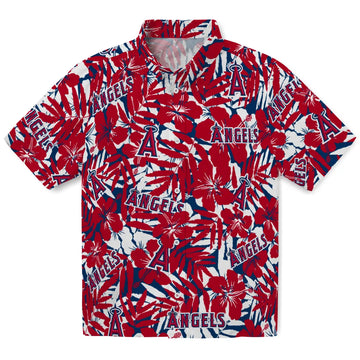 Los Angeles Angels Hawaiian Shirt - Hibiscus Overlay | Moonbestprint