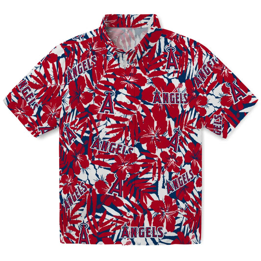 Los Angeles Angels Hawaiian Shirt - Hibiscus Overlay | Moonbestprint