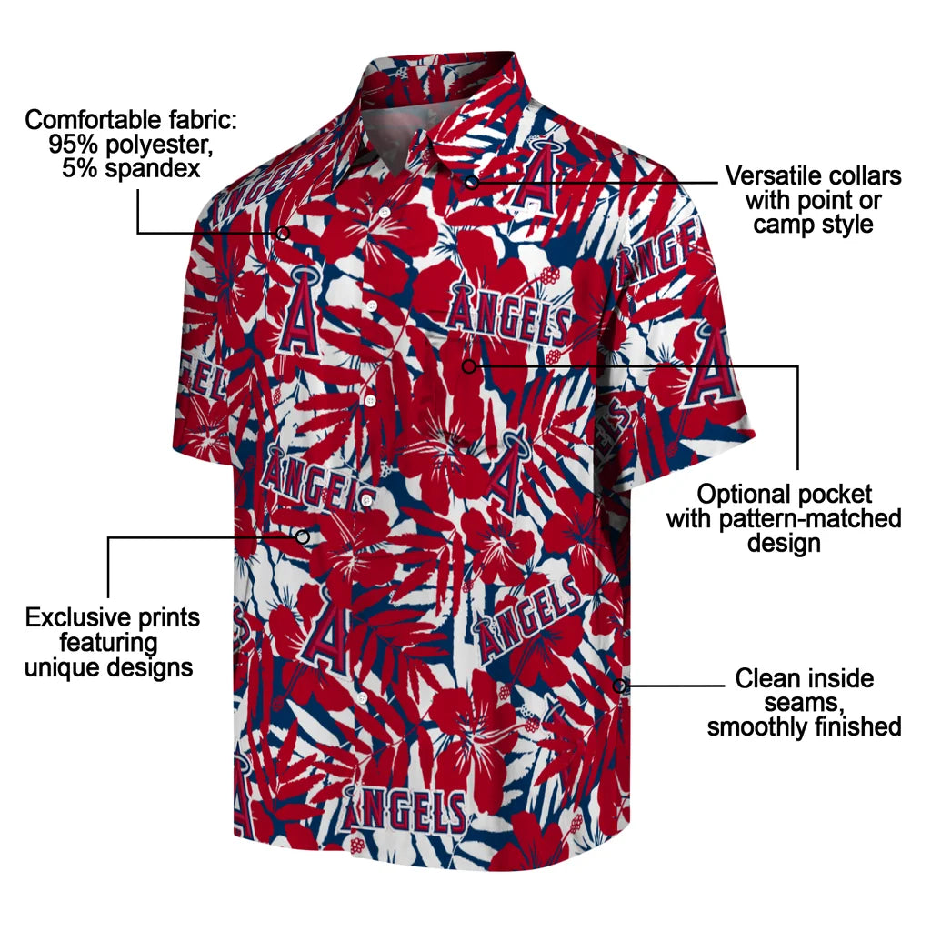 Los Angeles Angels Hawaiian Shirt - Hibiscus Overlay | Moonbestprint
