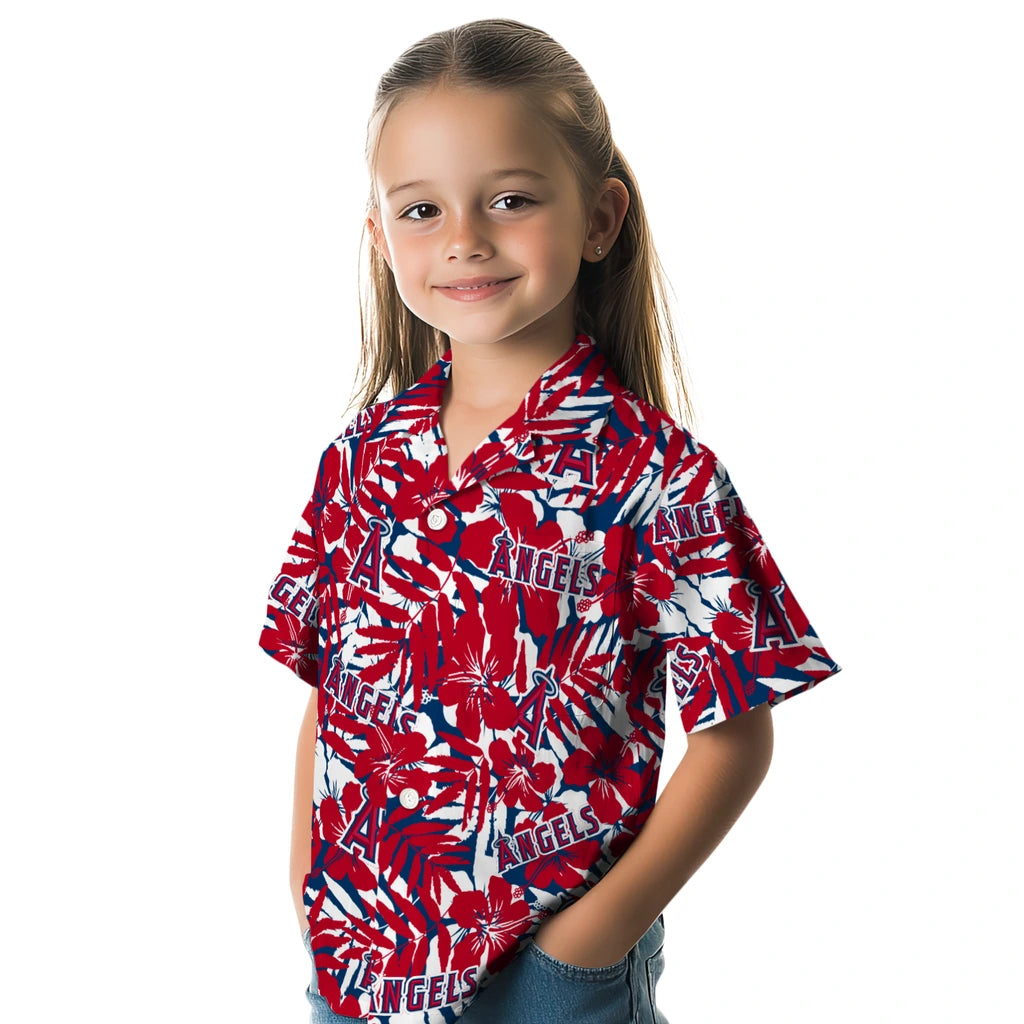 Los Angeles Angels Hawaiian Shirt - Hibiscus Overlay | Moonbestprint