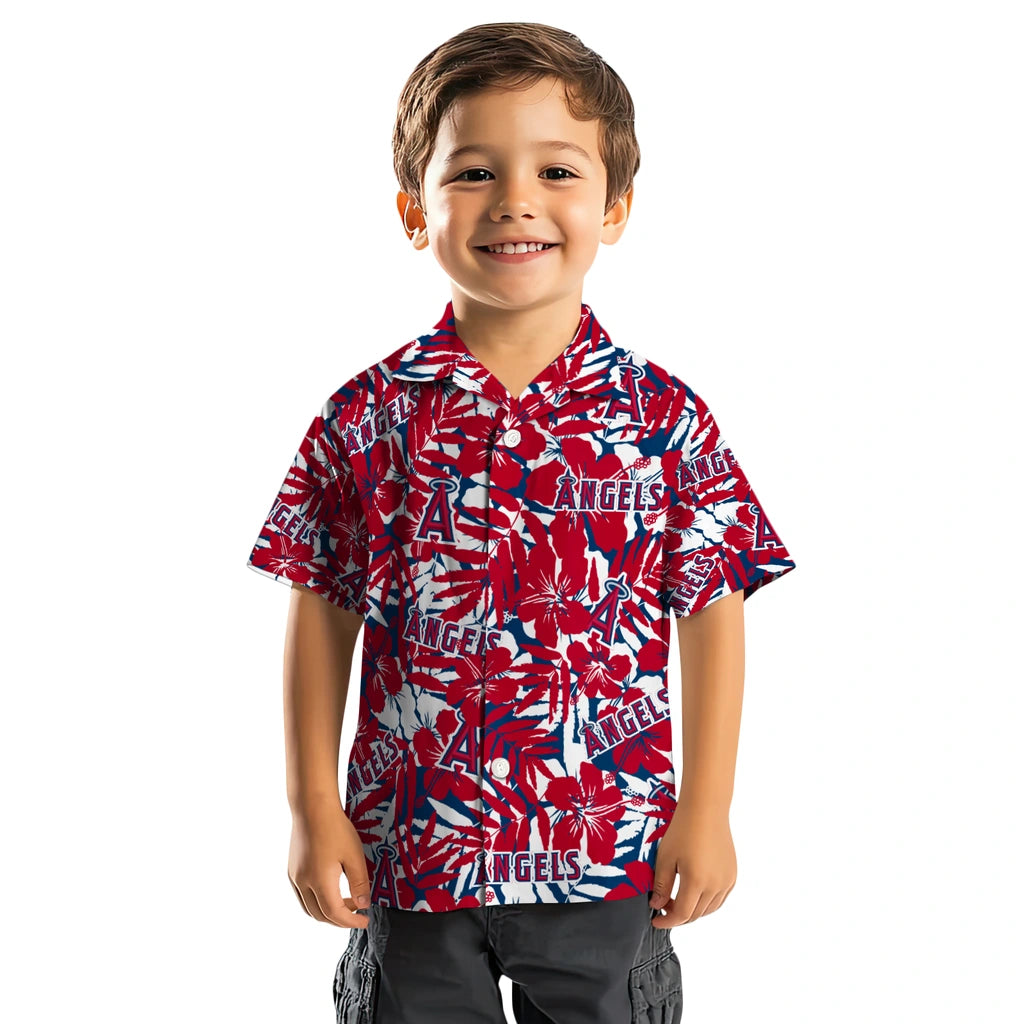 Los Angeles Angels Hawaiian Shirt - Hibiscus Overlay | Moonbestprint