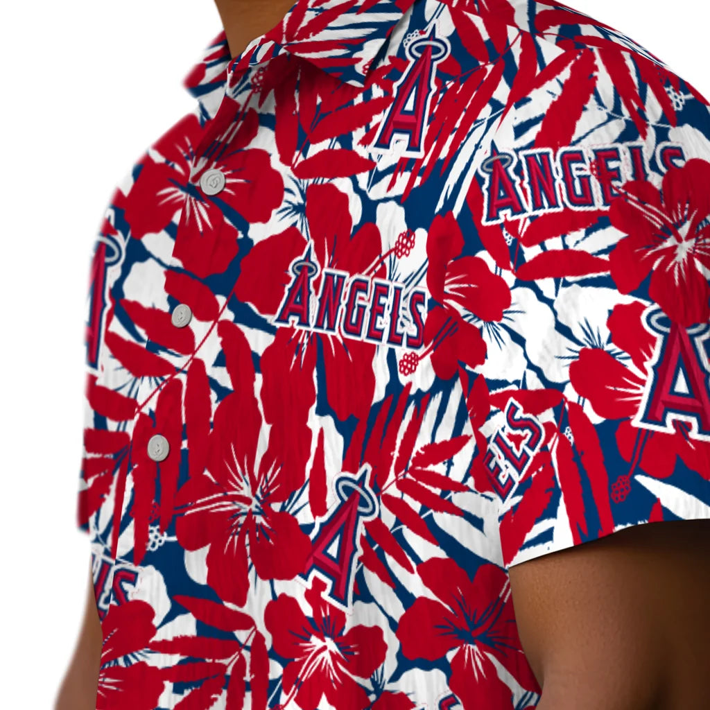 Los Angeles Angels Hawaiian Shirt - Hibiscus Overlay | Moonbestprint