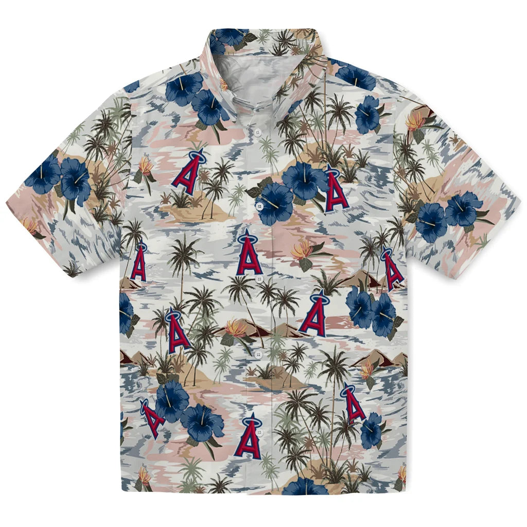 Los Angeles Angels Hawaiian Shirt - Hibiscus Seaside | Moonbestprint