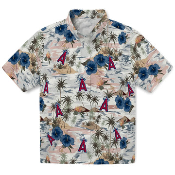 Los Angeles Angels Hawaiian Shirt - Hibiscus Seaside | Moonbestprint