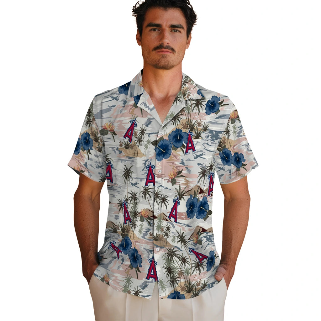 Los Angeles Angels Hawaiian Shirt - Hibiscus Seaside | Moonbestprint