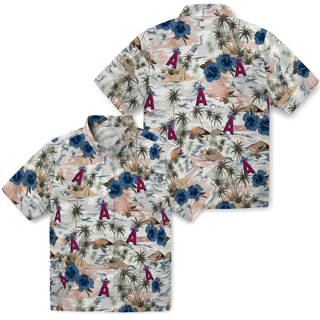 Los Angeles Angels Hawaiian Shirt - Hibiscus Seaside | Moonbestprint