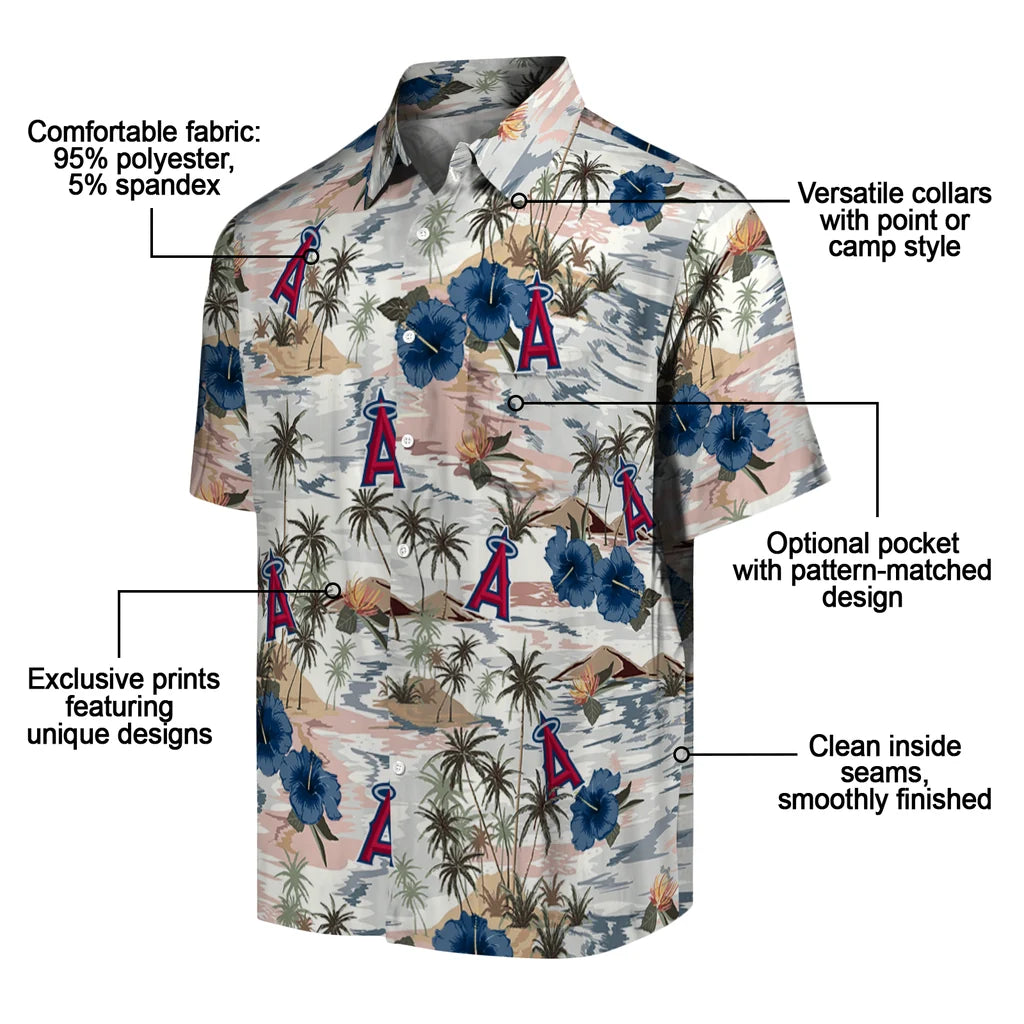 Los Angeles Angels Hawaiian Shirt - Hibiscus Seaside | Moonbestprint