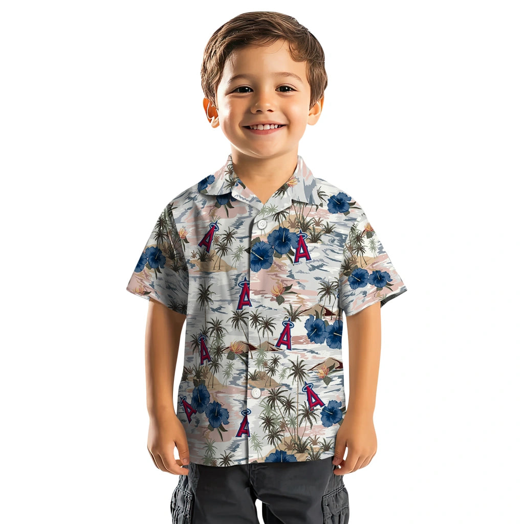 Los Angeles Angels Hawaiian Shirt - Hibiscus Seaside | Moonbestprint