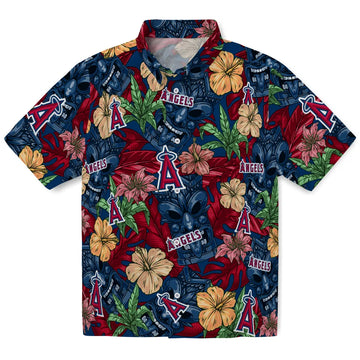 Los Angeles Angels Hawaiian Shirt - Hibiscus Tiki Jungle | Moonbestprint