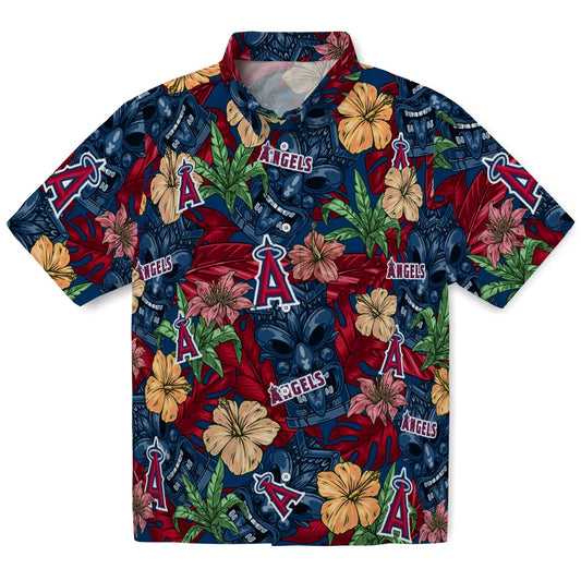 Los Angeles Angels Hawaiian Shirt - Hibiscus Tiki Jungle | Moonbestprint