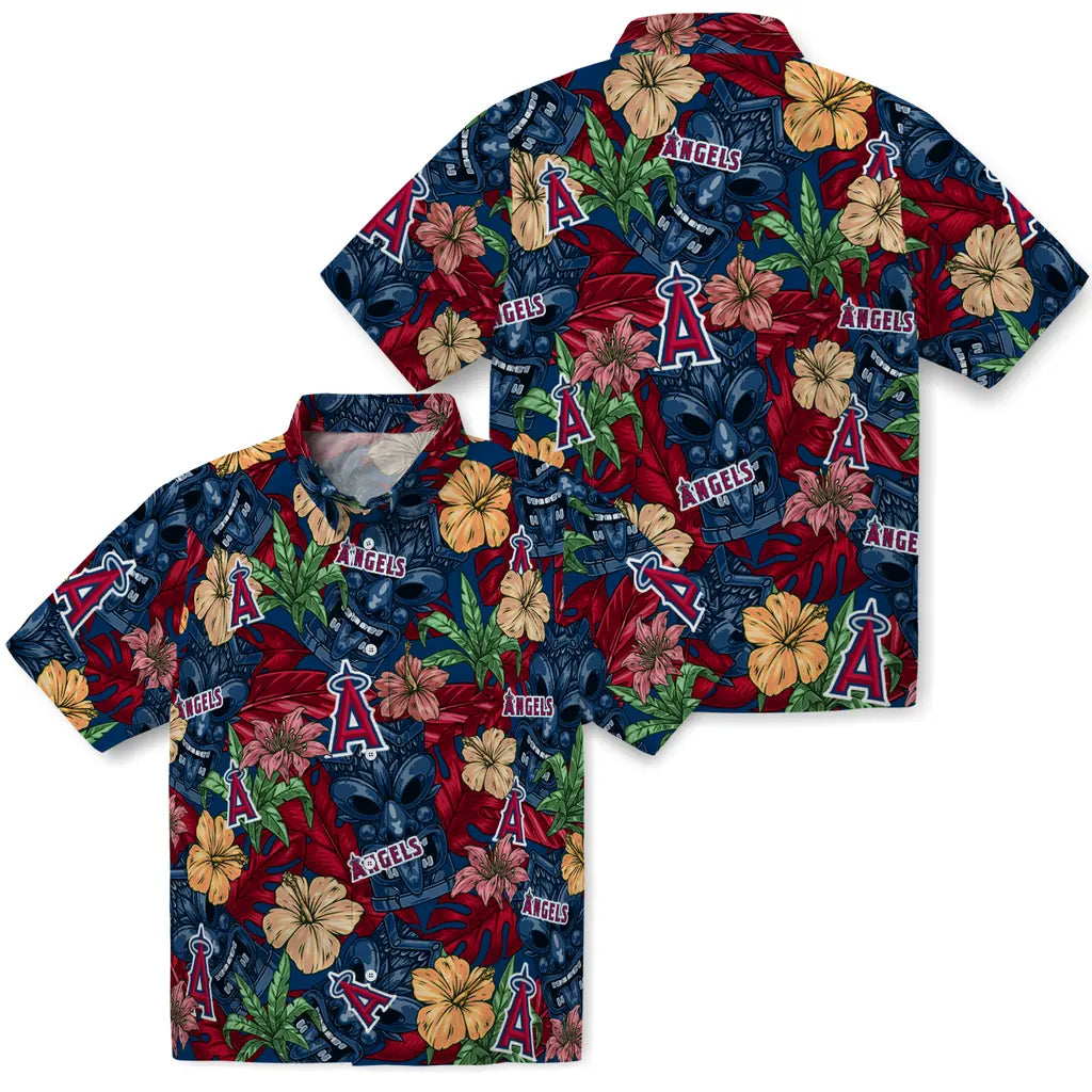 Los Angeles Angels Hawaiian Shirt - Hibiscus Tiki Jungle | Moonbestprint