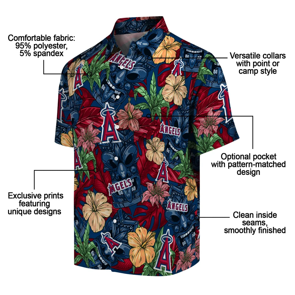 Los Angeles Angels Hawaiian Shirt - Hibiscus Tiki Jungle | Moonbestprint