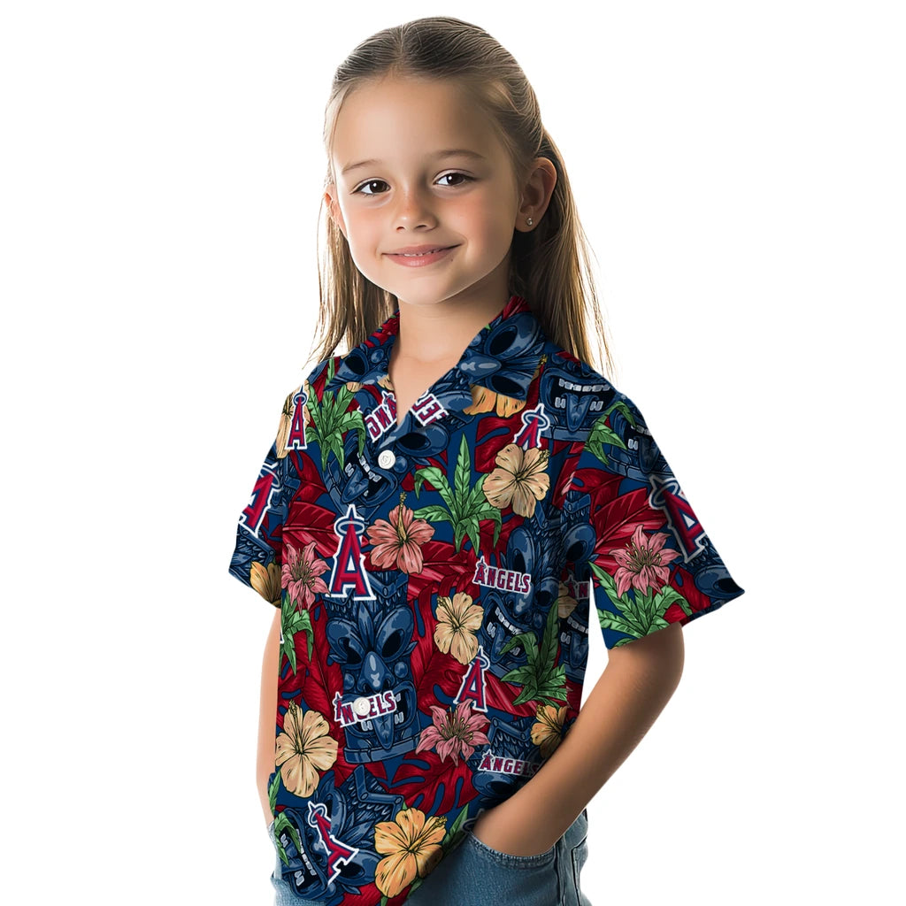 Los Angeles Angels Hawaiian Shirt - Hibiscus Tiki Jungle | Moonbestprint