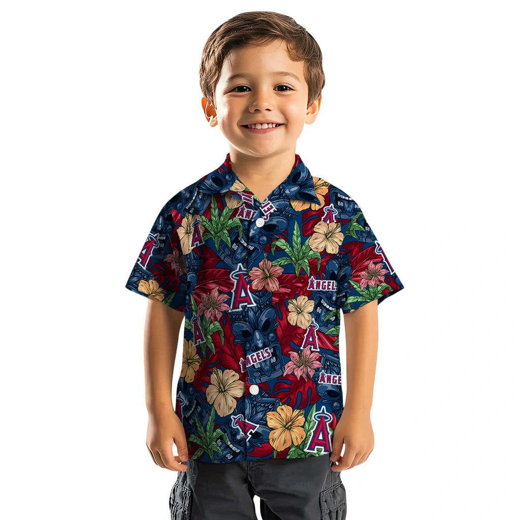 Los Angeles Angels Hawaiian Shirt - Hibiscus Tiki Jungle | Moonbestprint