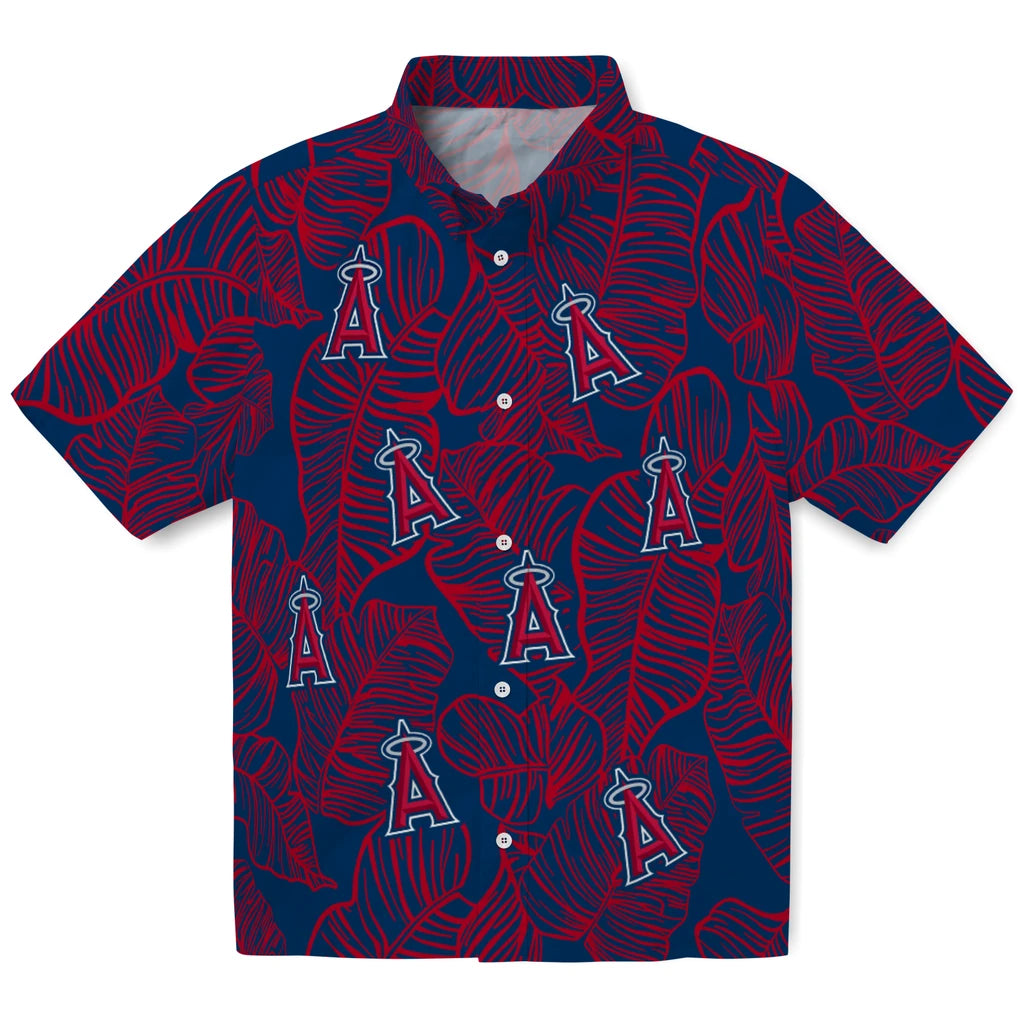 Los Angeles Angels Hawaiian Shirt - Leaf Outline | Moonbestprint