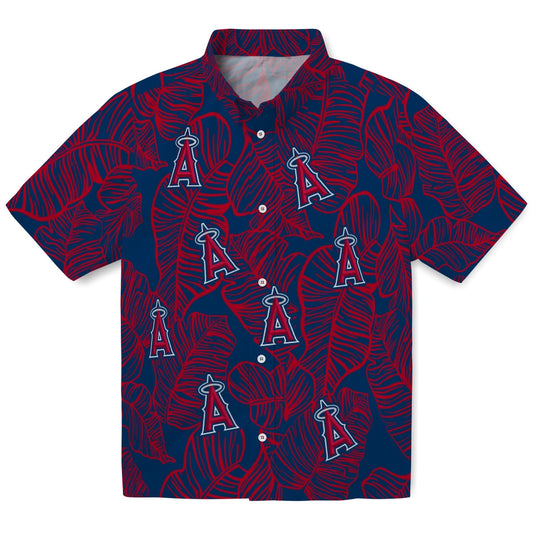 Los Angeles Angels Hawaiian Shirt - Leaf Outline | Moonbestprint