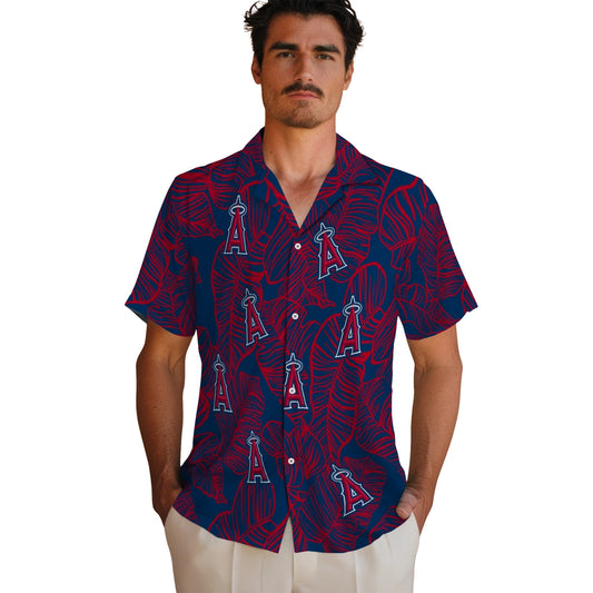 Los Angeles Angels Hawaiian Shirt - Leaf Outline | Moonbestprint