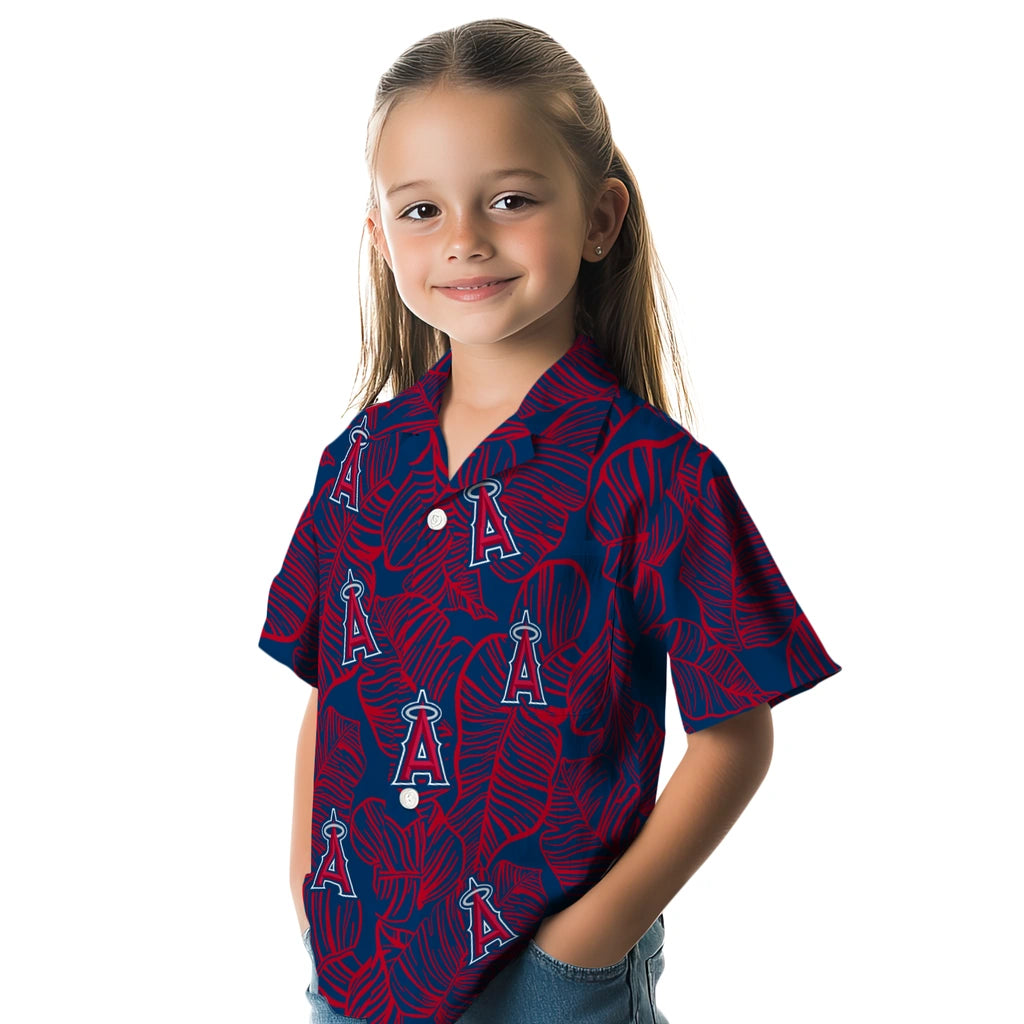 Los Angeles Angels Hawaiian Shirt - Leaf Outline | Moonbestprint