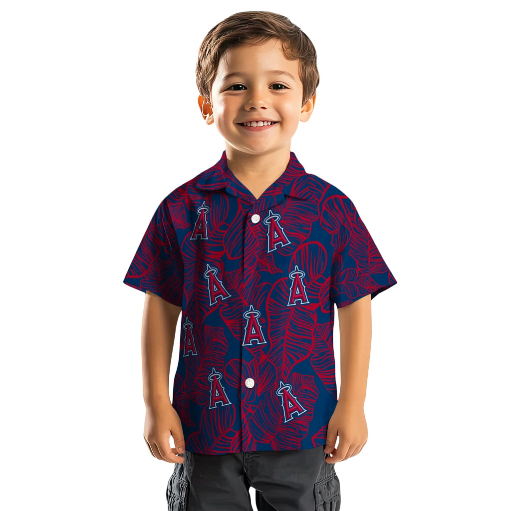 Los Angeles Angels Hawaiian Shirt - Leaf Outline | Moonbestprint