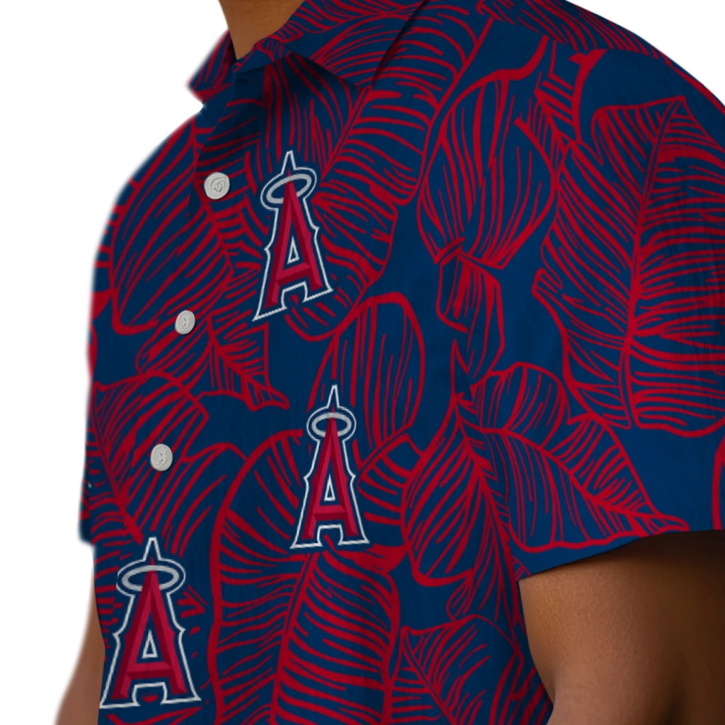 Los Angeles Angels Hawaiian Shirt - Leaf Outline | Moonbestprint