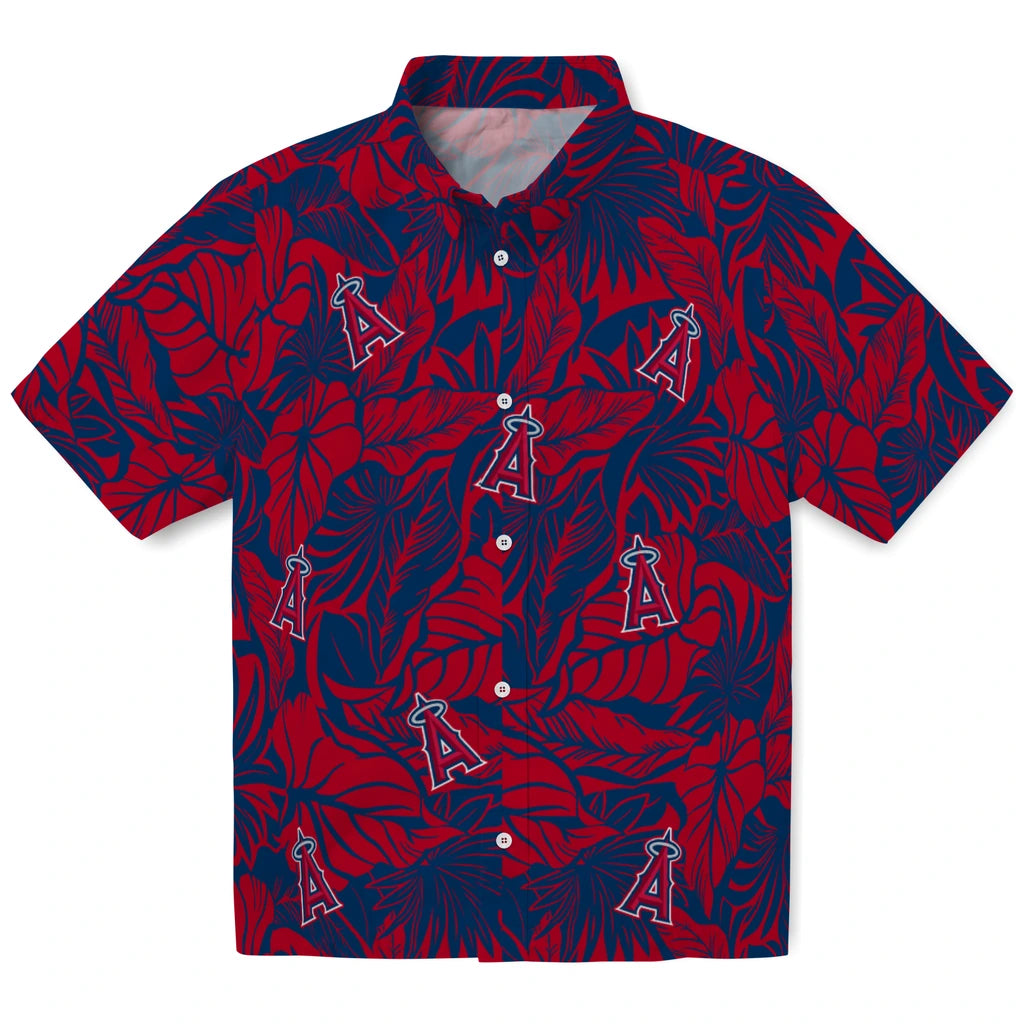 Los Angeles Angels Hawaiian Shirt - Monstera Layer | Moonbestprint
