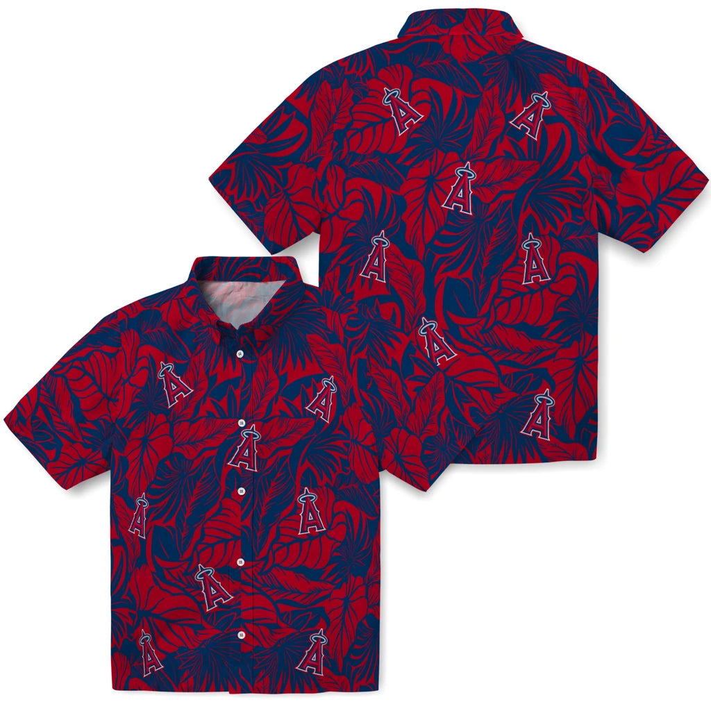 Los Angeles Angels Hawaiian Shirt - Monstera Layer | Moonbestprint