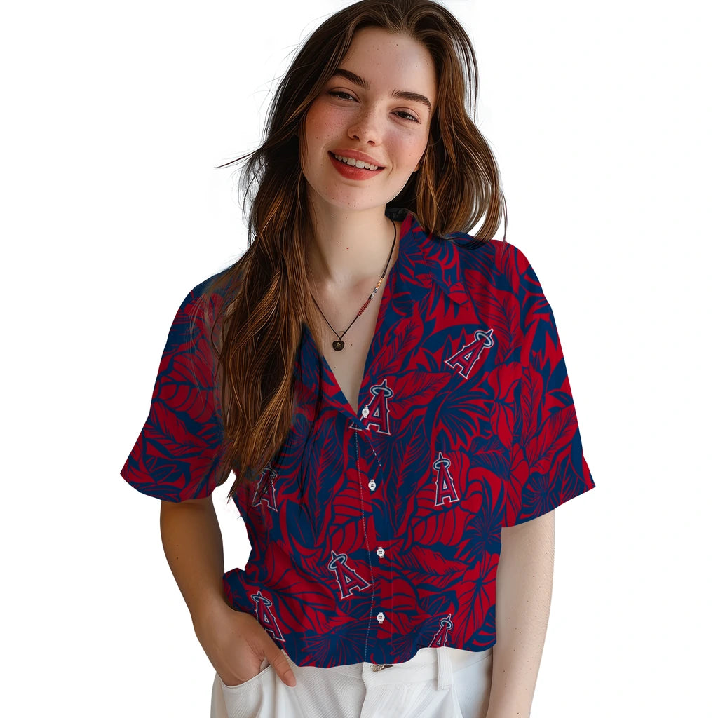 Los Angeles Angels Hawaiian Shirt - Monstera Layer | Moonbestprint