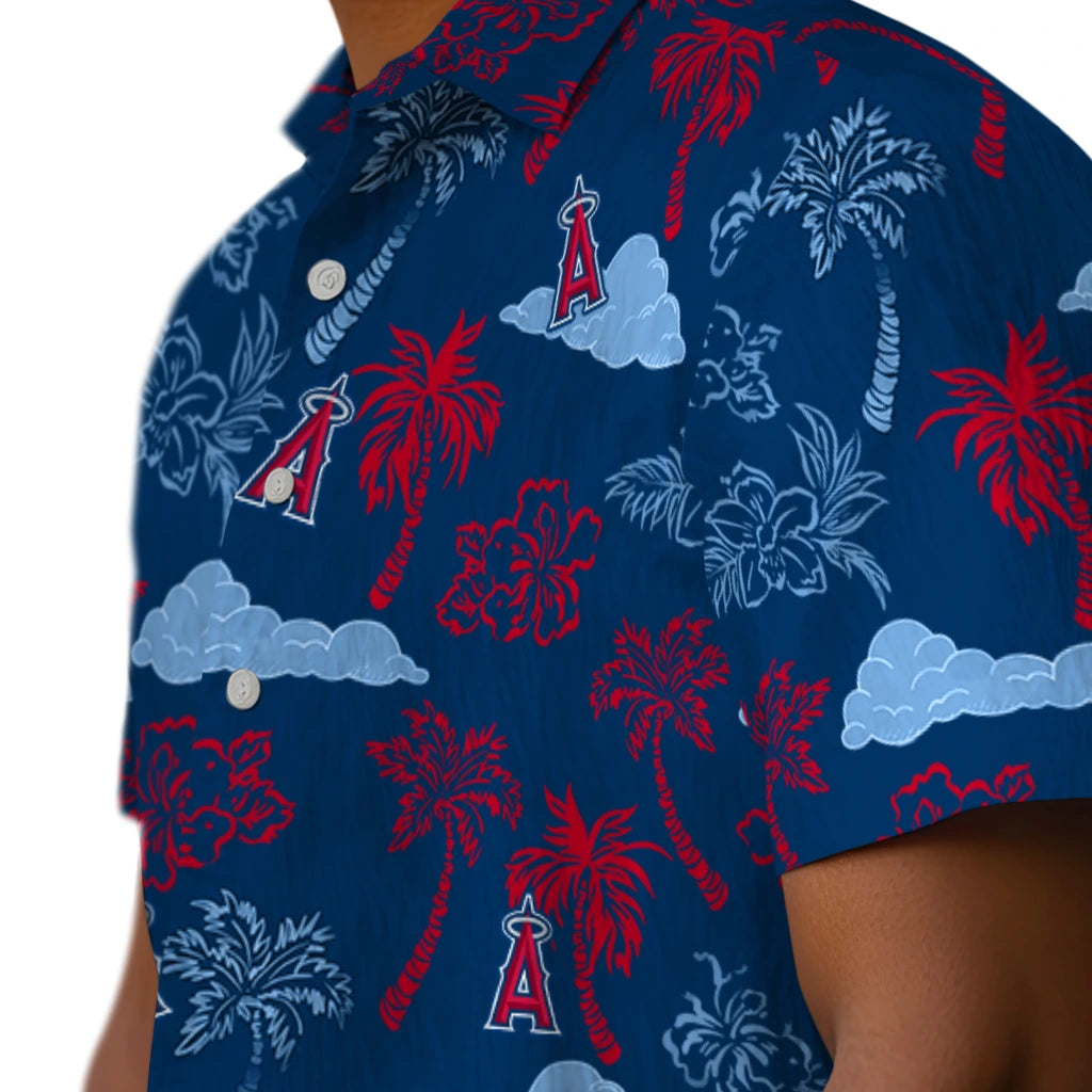 Los Angeles Angels Hawaiian Shirt - Palm And Clouds | Moonbestprint