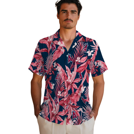Los Angeles Angels Hawaiian Shirt - Palm Leaves | Moonbestprint