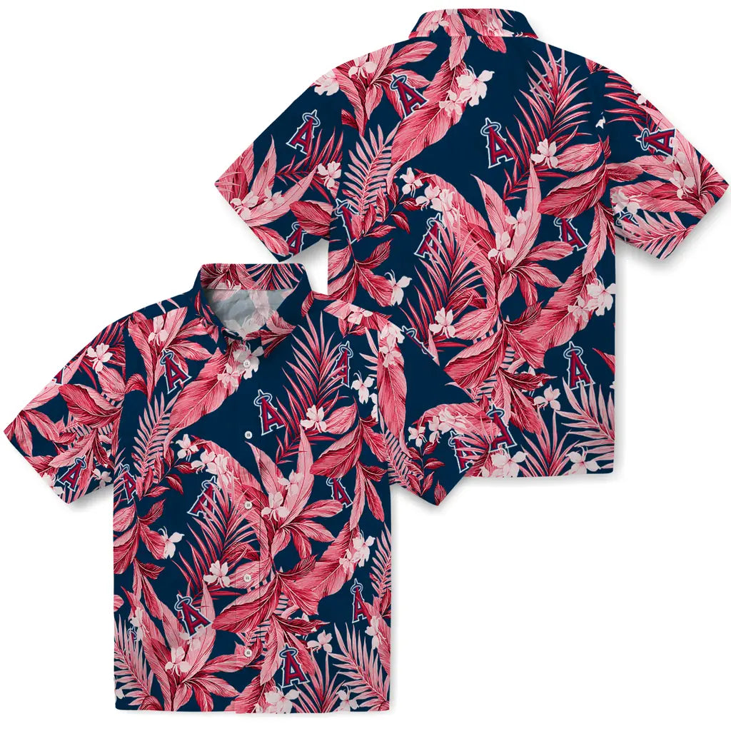 Los Angeles Angels Hawaiian Shirt - Palm Leaves | Moonbestprint