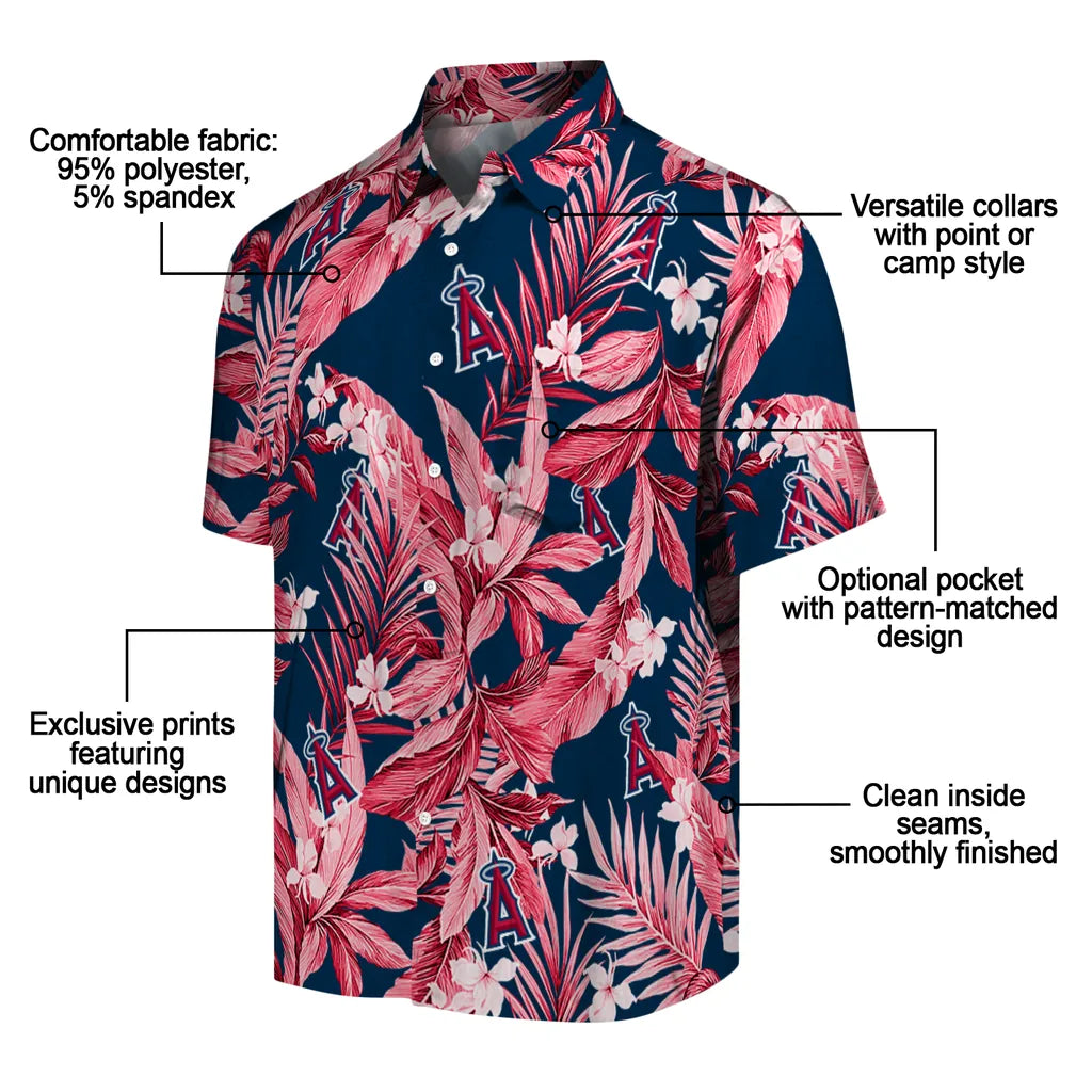 Los Angeles Angels Hawaiian Shirt - Palm Leaves | Moonbestprint