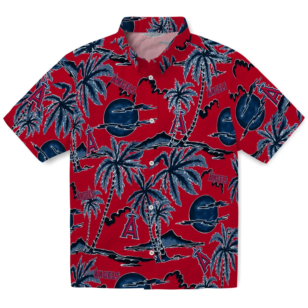 Los Angeles Angels Hawaiian Shirt - Palm Sunset | Moonbestprint