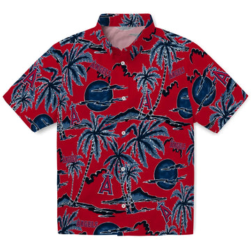 Los Angeles Angels Hawaiian Shirt - Palm Sunset | Moonbestprint
