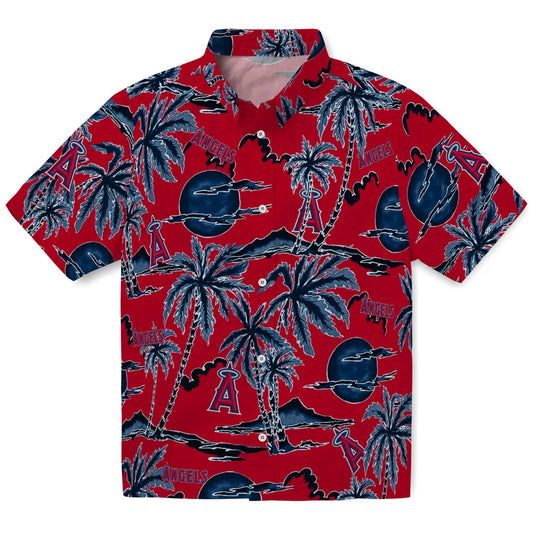 Los Angeles Angels Hawaiian Shirt - Palm Sunset | Moonbestprint