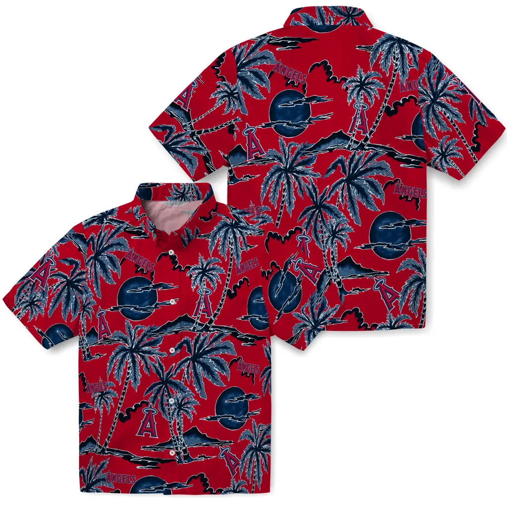 Los Angeles Angels Hawaiian Shirt - Palm Sunset | Moonbestprint