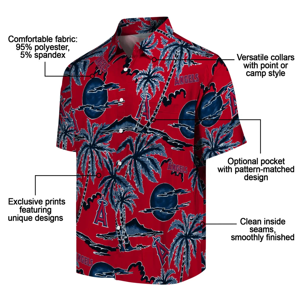 Los Angeles Angels Hawaiian Shirt - Palm Sunset | Moonbestprint