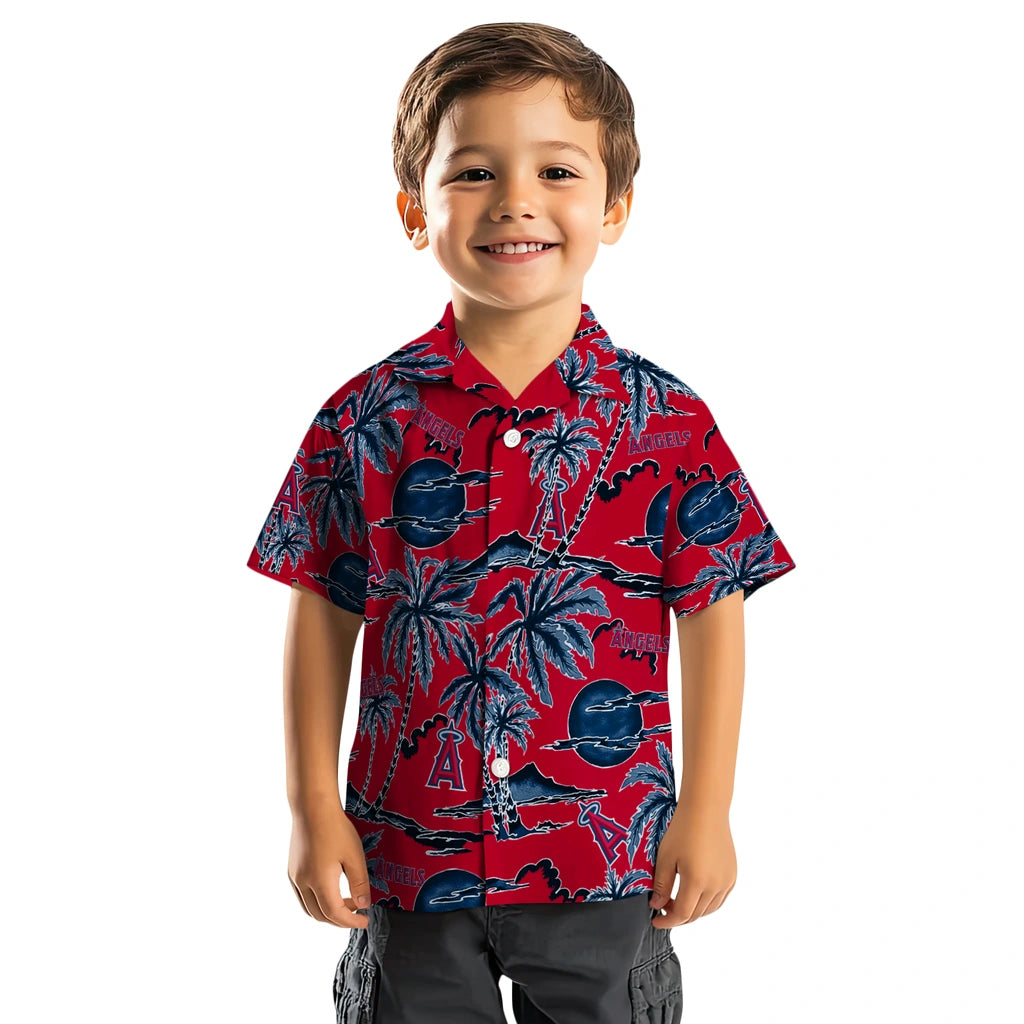Los Angeles Angels Hawaiian Shirt - Palm Sunset | Moonbestprint