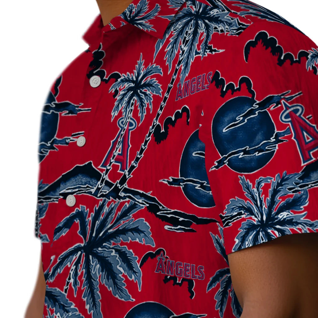 Los Angeles Angels Hawaiian Shirt - Palm Sunset | Moonbestprint