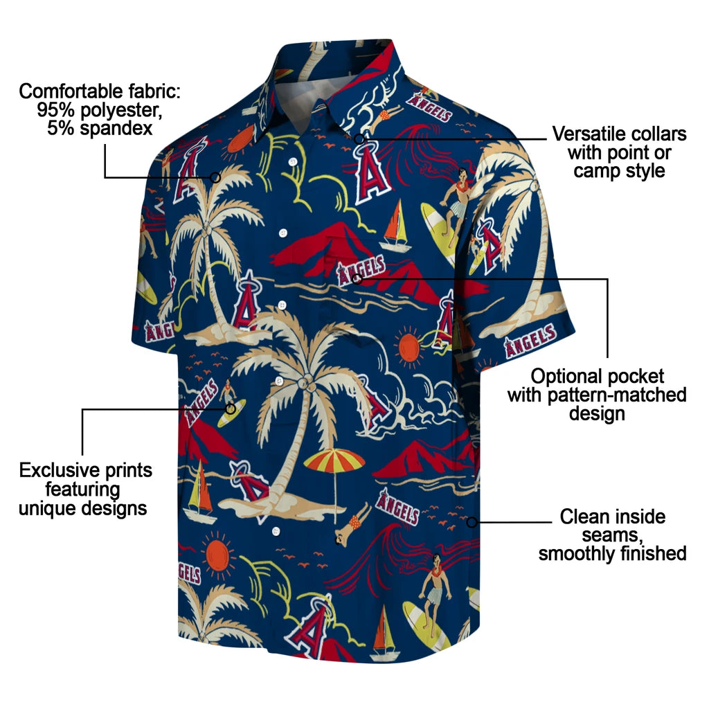 Los Angeles Angels Hawaiian Shirt - Palm Tree Island | Moonbestprint