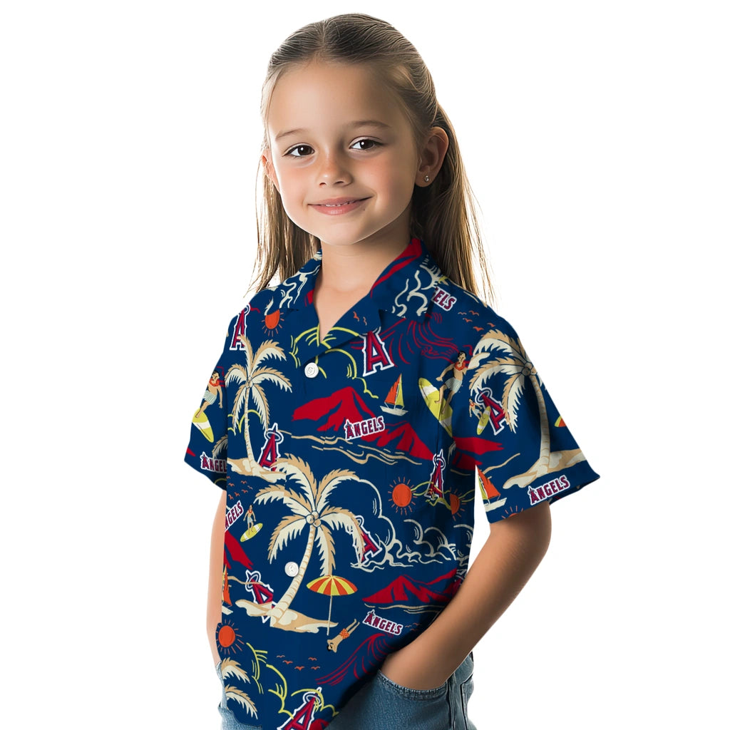 Los Angeles Angels Hawaiian Shirt - Palm Tree Island | Moonbestprint