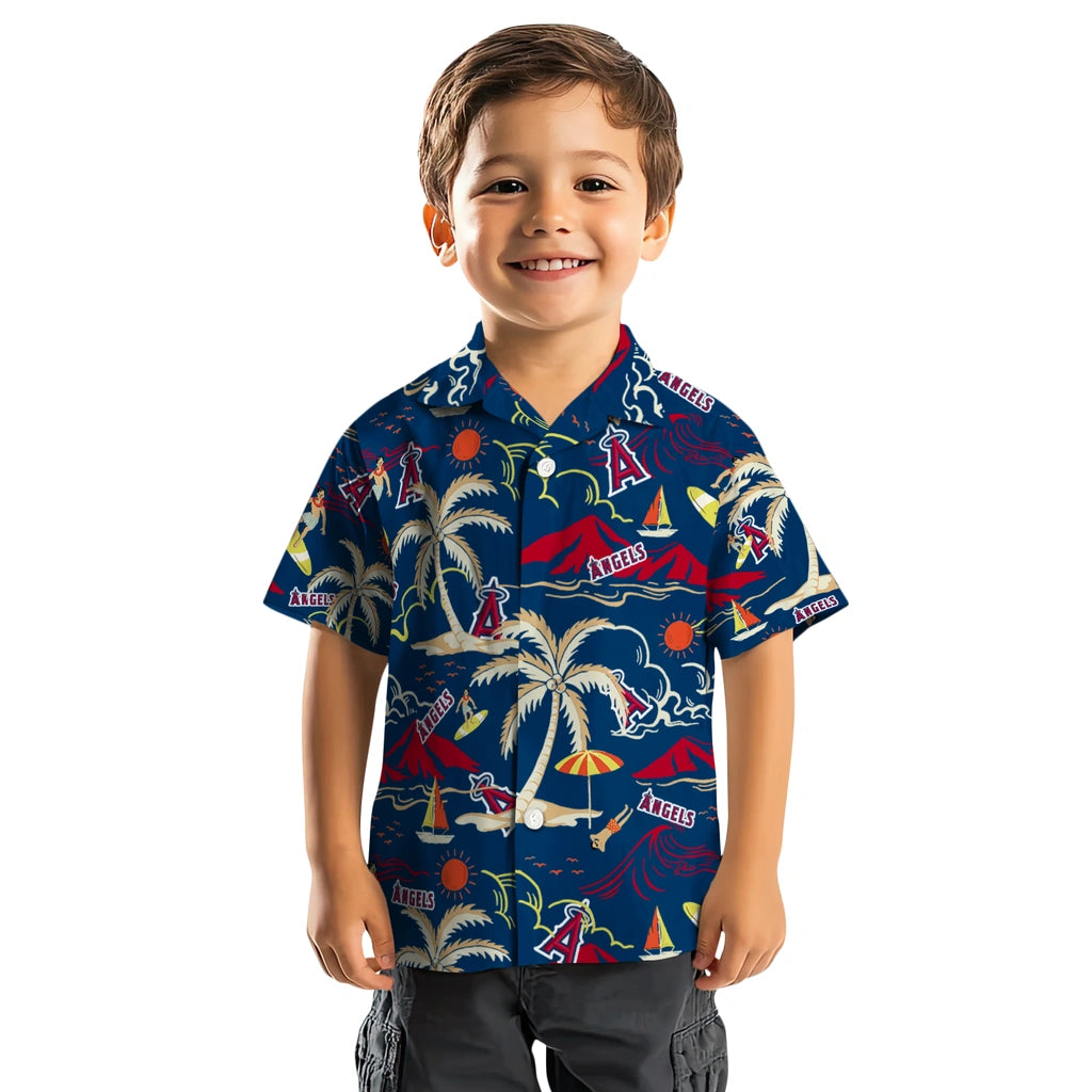 Los Angeles Angels Hawaiian Shirt - Palm Tree Island | Moonbestprint