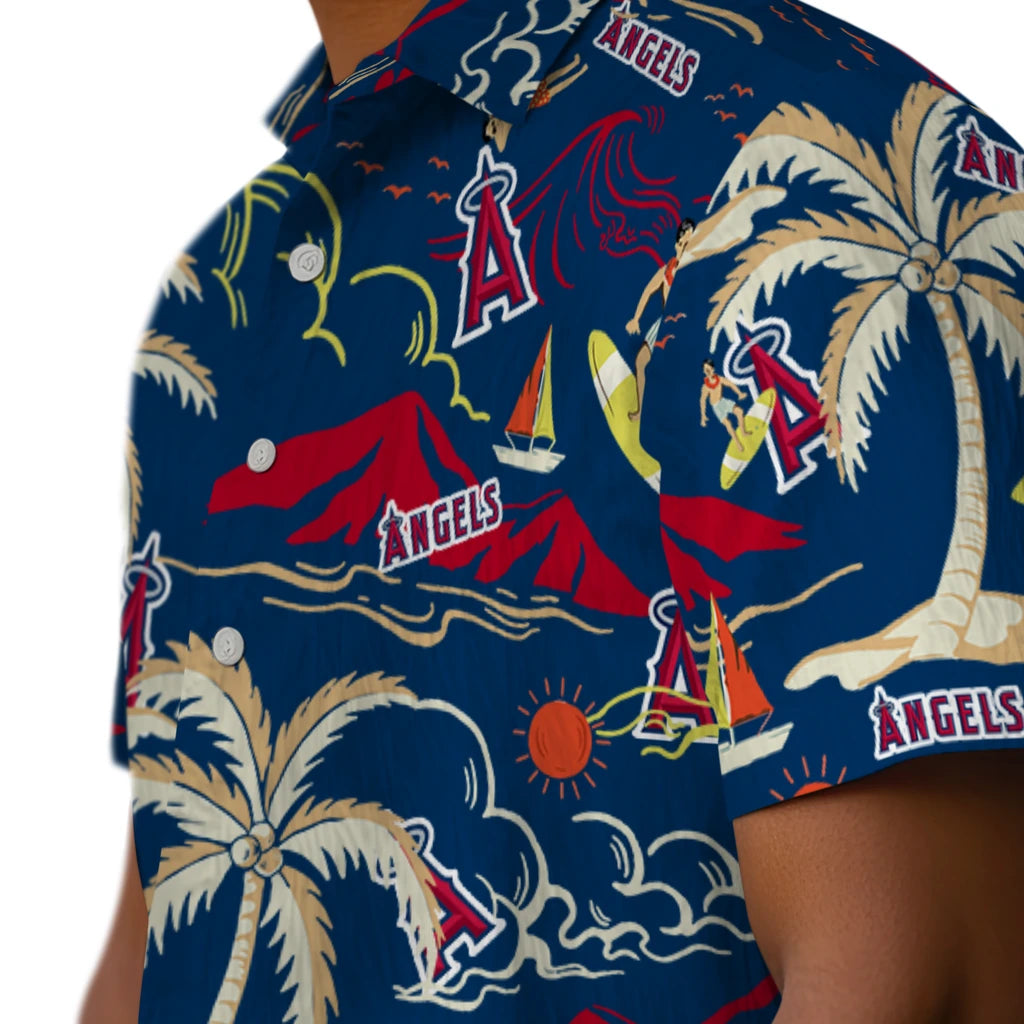 Los Angeles Angels Hawaiian Shirt - Palm Tree Island | Moonbestprint