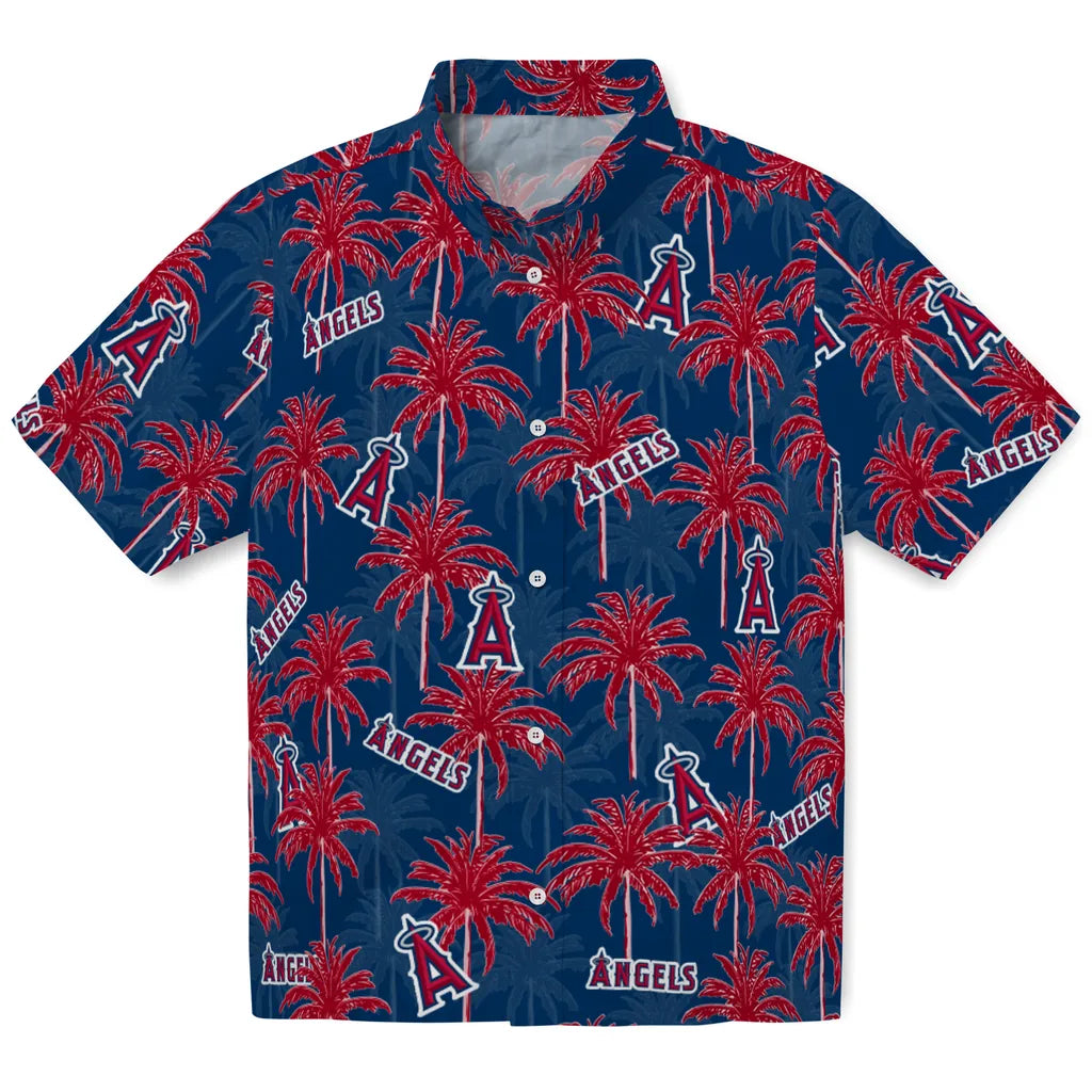 Los Angeles Angels Hawaiian Shirt - Palm Tree Motif | Moonbestprint