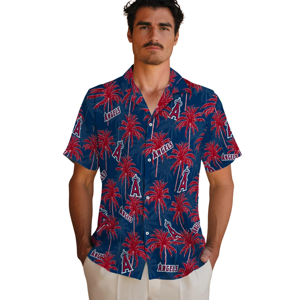 Los Angeles Angels Hawaiian Shirt - Palm Tree Motif | Moonbestprint